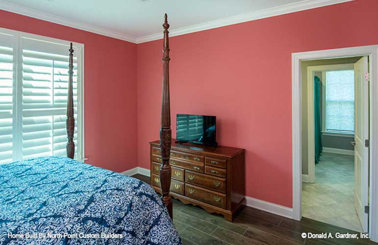 Crown molding along the ceiling in the bedroom. The Travis plan 1350.