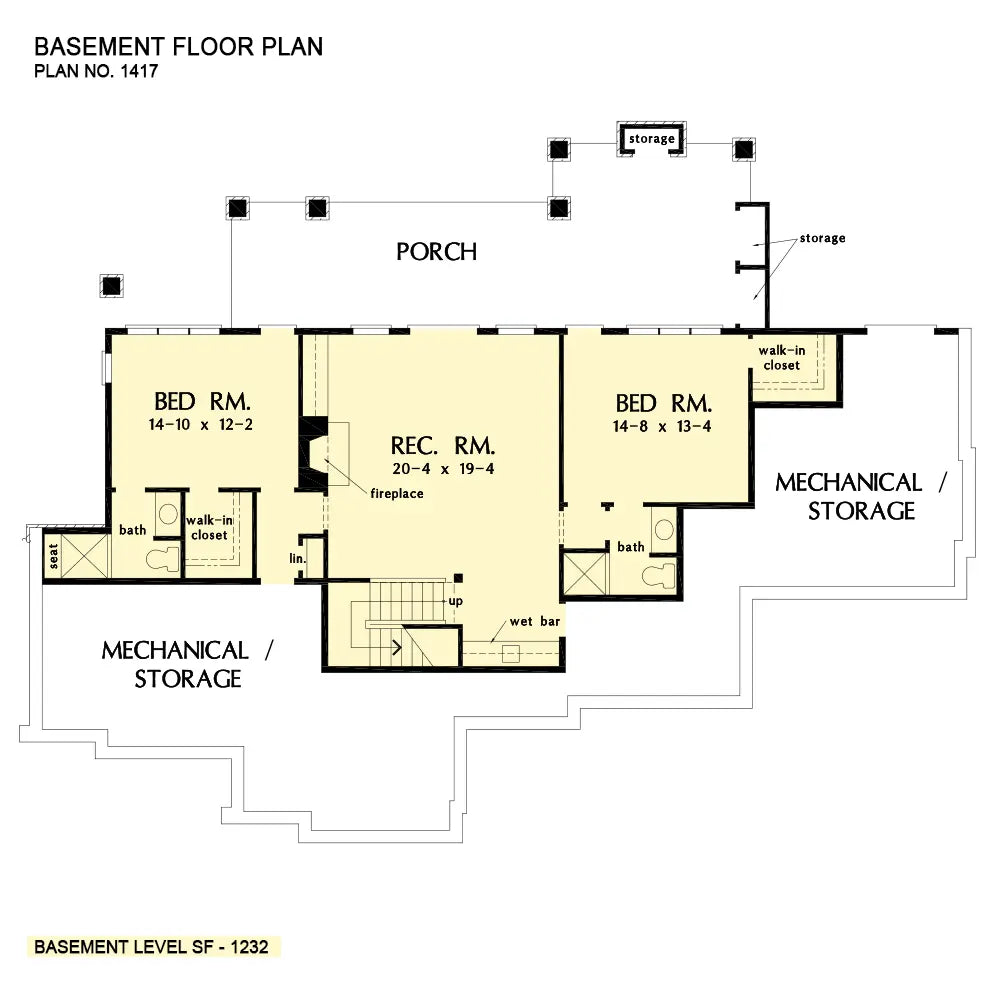 This is the basement floor plan image for house plan 1417 The Trenton