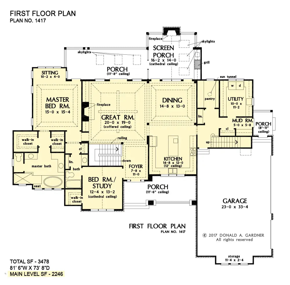 This is the first floor plan image for house plan 1417 The Trenton