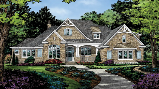 This is an illustration of the front of Walkout Basement house plan 1417 The Trenton