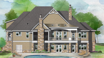 This is an illustration of the rear of house plan 1417 The Trenton