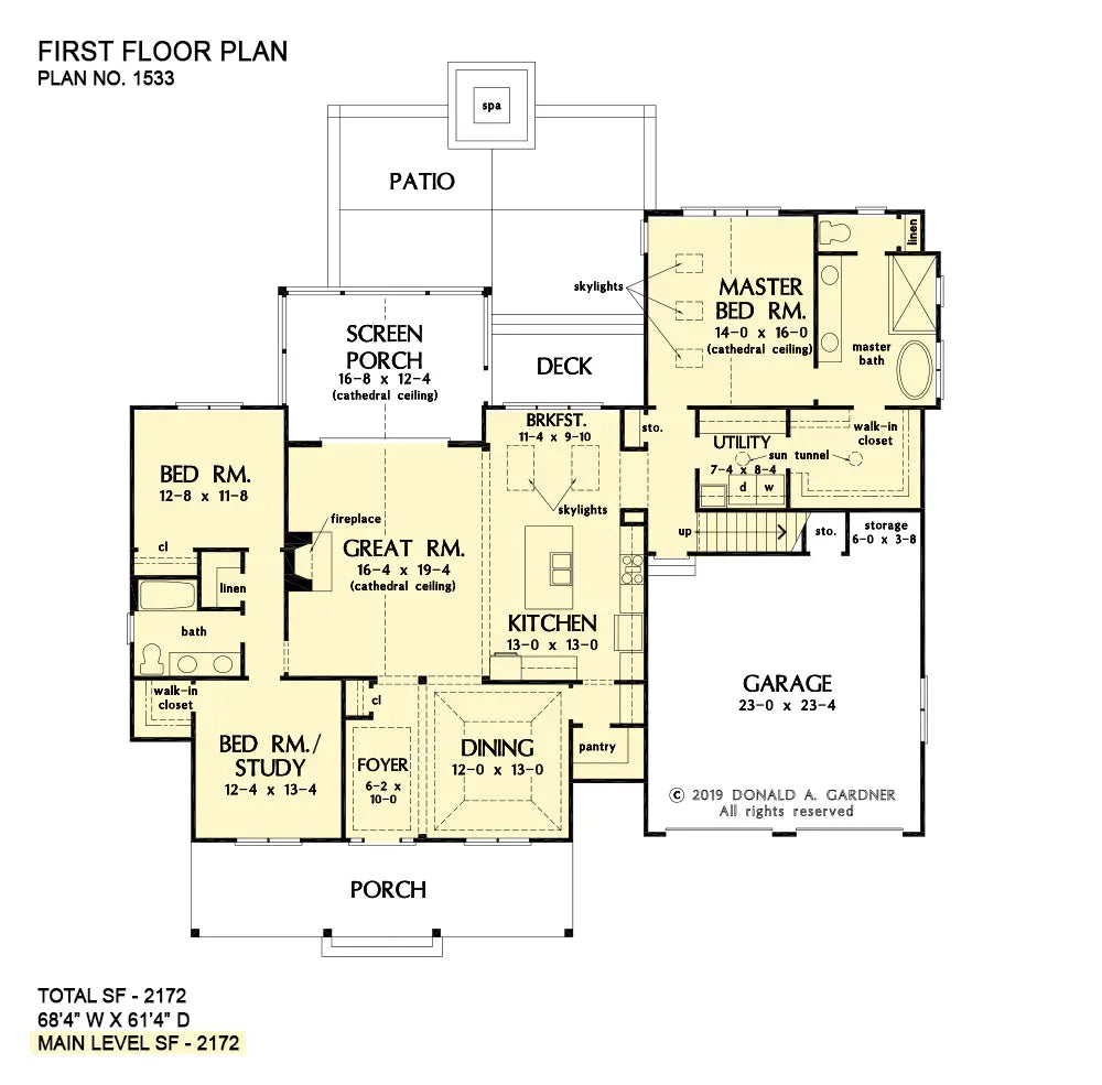 This is the first floor plan image for Craftsman house plan 1533 The Trevor