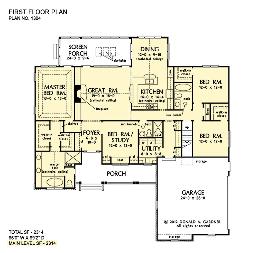 This is the first floor plan image for one story house plan 1304 The Trinity