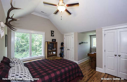 Vaulted ceiling and nook in the secondary bedroom. The Tristan plan 1311.