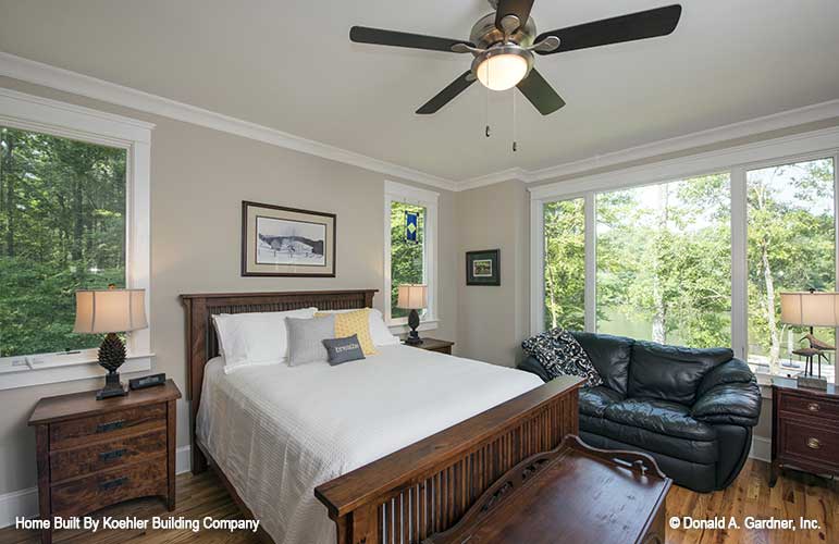 Crown molding along the flat ceiling in the master bedroom. The Tristan plan 1311.