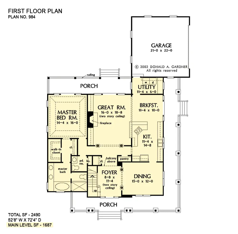 This is the first floor plan image for two story house plan 984 The Trotterville