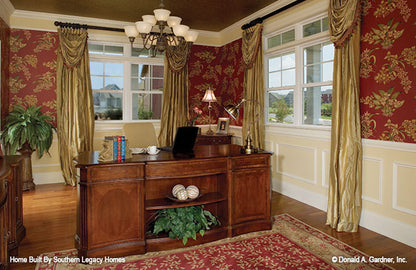 Crown molding along the ceiling in the study. The Trotterville plan 984.