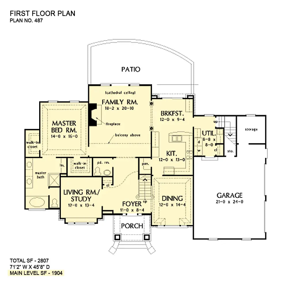 First-floor floor plan. The Trudeaux plan 487.