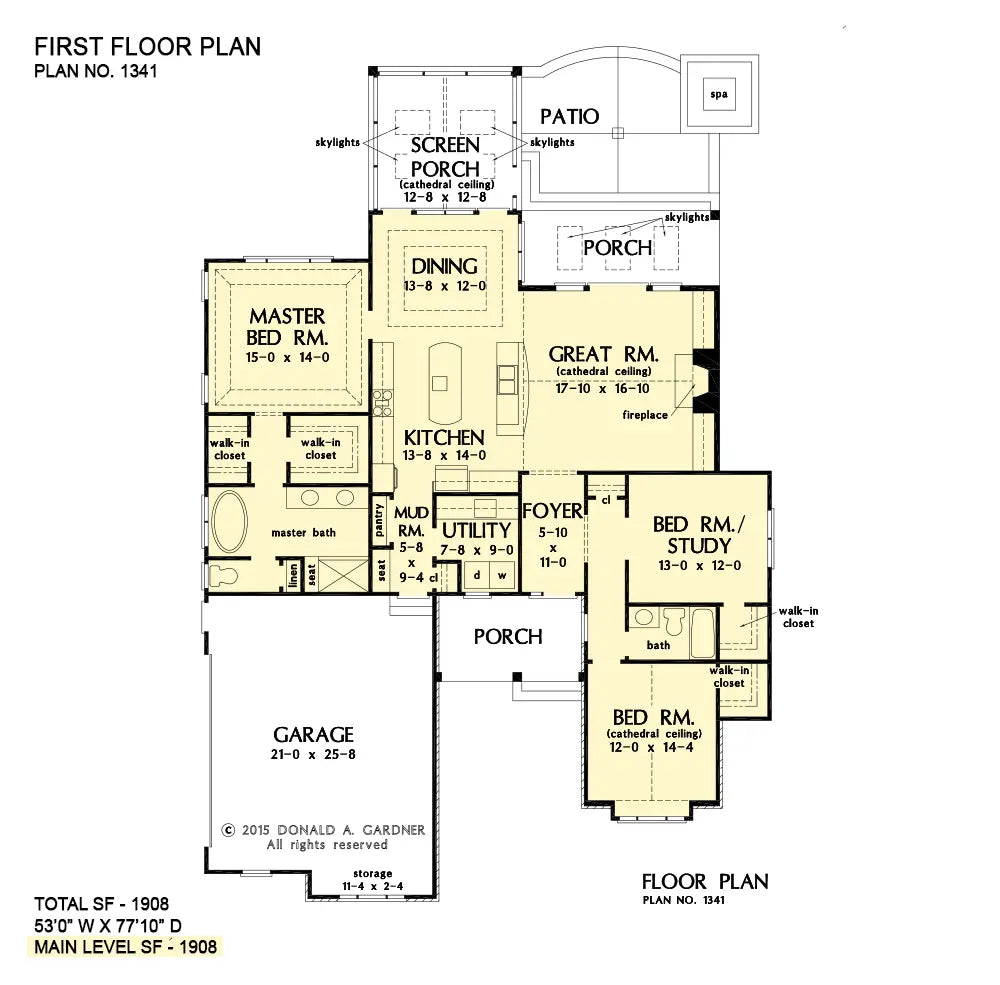 This is the first floor plan image for house plan 1341 The Tucker