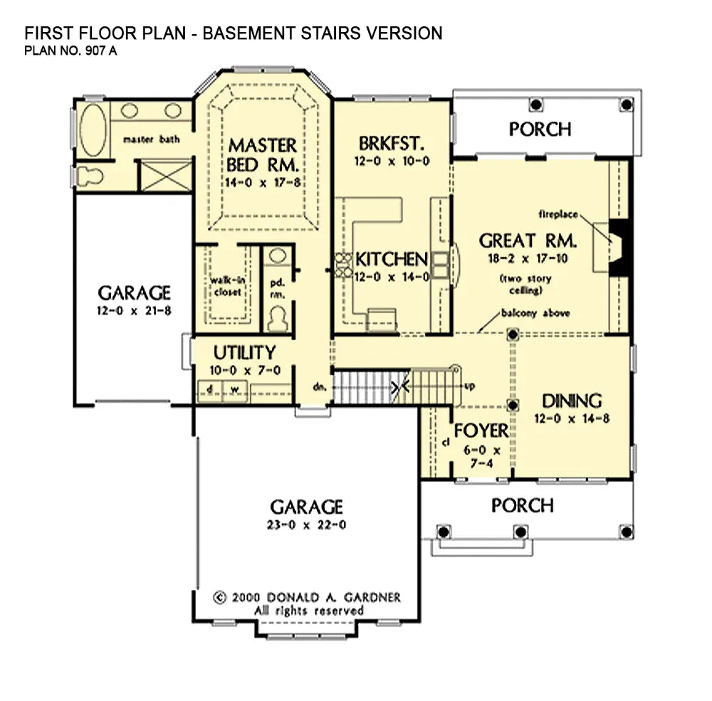 This is the first floor plan image for florida house plan 907 The Valencia if the home is built over a basement