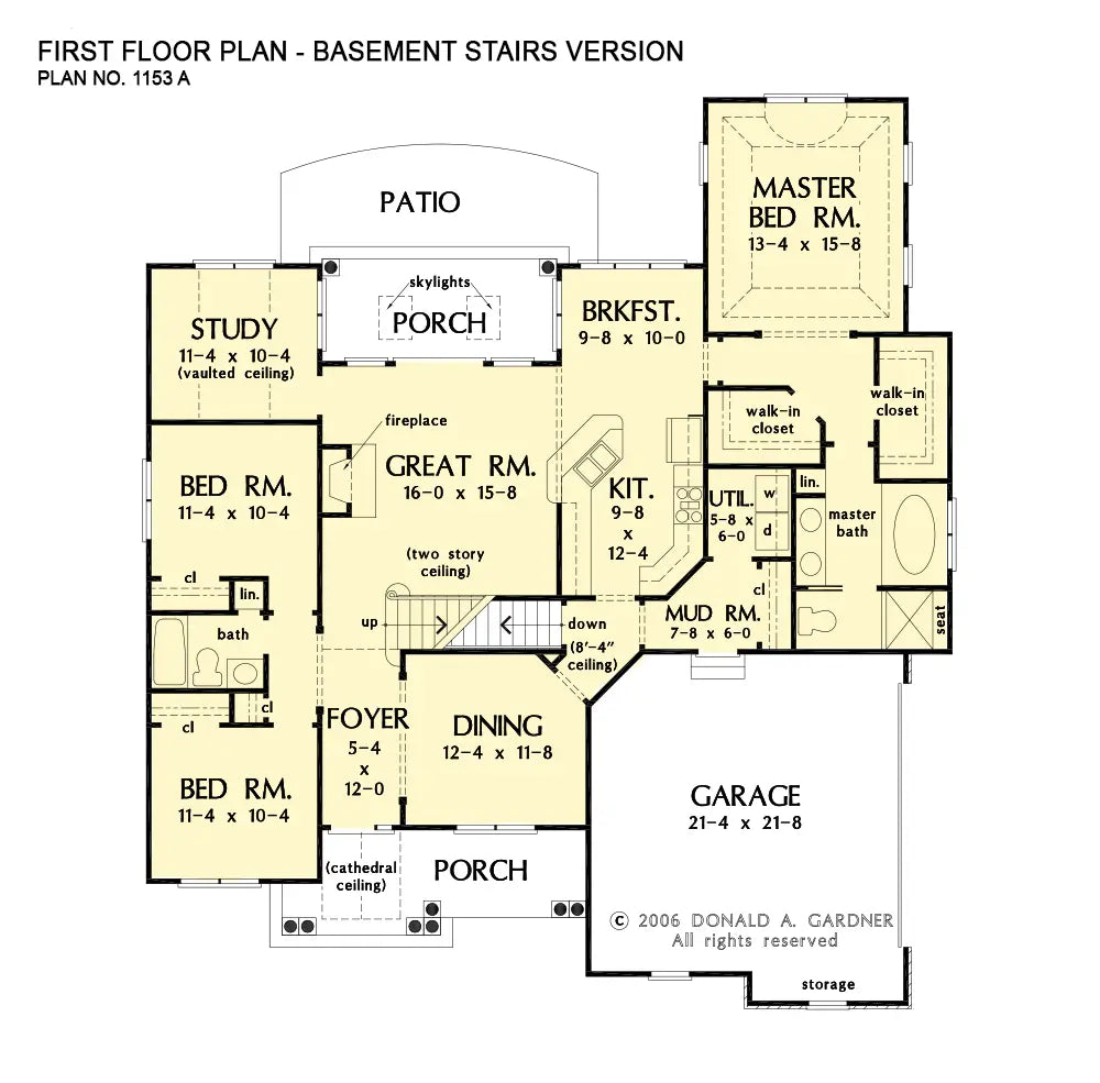 This is the first floor plan image for two story house plan 1153 The Valmead Park if the home is built over a basement