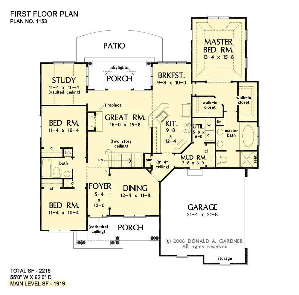 This is the first floor plan image for traditional house plan 1153 The Valmead Park