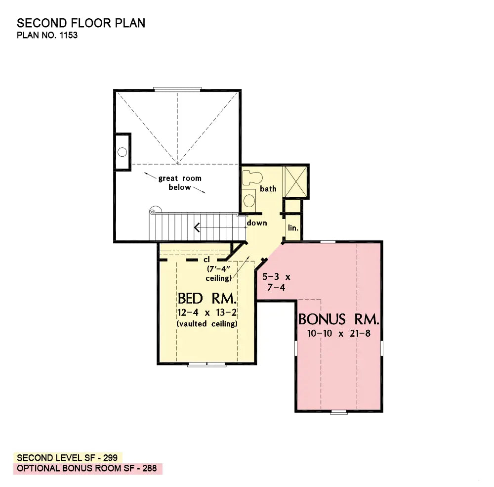 This is the second floor plan image for four bedroom house plan 1153 The Valmead Park