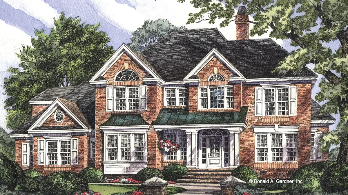 This is an illustration of the front of luxury house plan 747 The Vancouver 