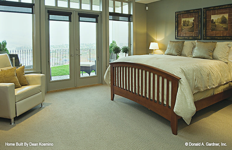 This is a picture with view of master bedroom of walkout basement house plan 746 The Vandenberg