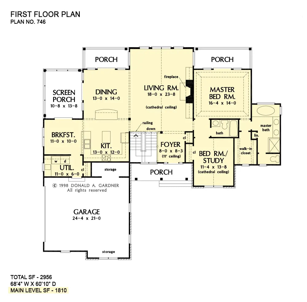 This is the first floor plan image for craftsman house plan 746 The Vandenberg