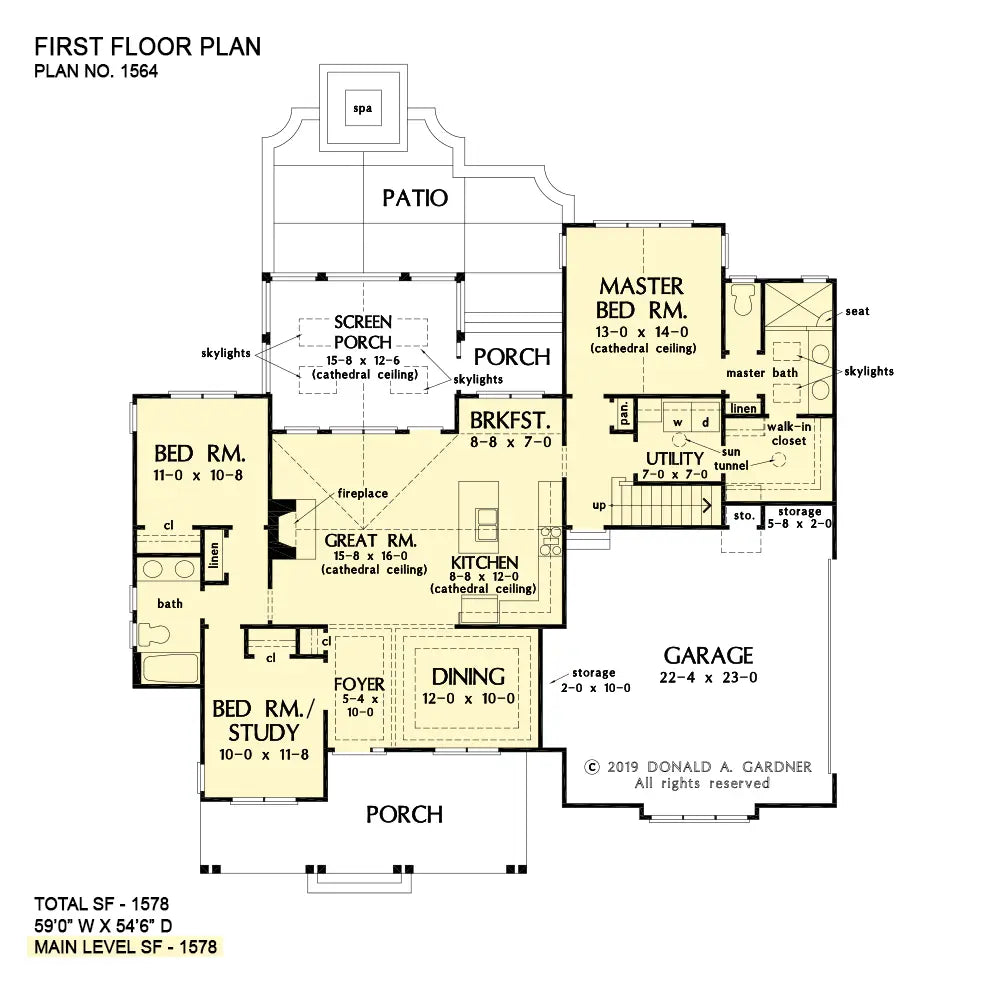 This is the first floor plan image for modern farmhouse house plan 1564 The Virgil