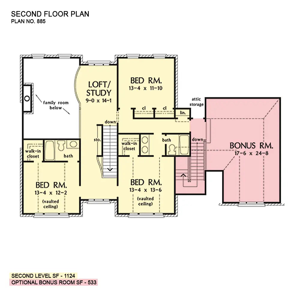 This is the second floor plan image for farmhouse plan 885 The Wainwright