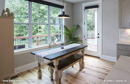 This is a photograph of the breakfast nook of craftsman house plan 1446 The Wallace as built by a customer