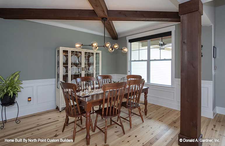 This is a photograph of the dining room of craftsman house plan 1446 The Wallace as built by a customer