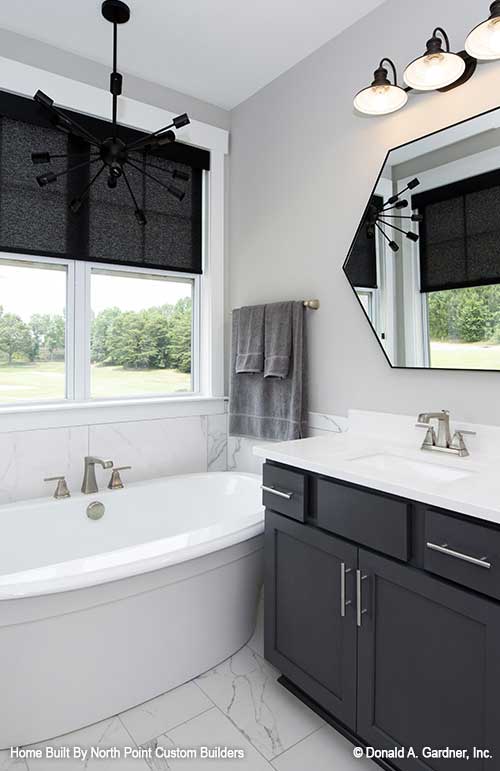 This is a photograph of the master bathtub of craftsman house plan 1446 The Wallace as built by a customer