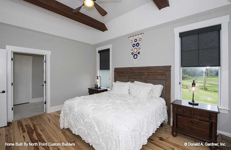 This is a photograph of the master bedroom of craftsman house plan 1446 The Wallace as built by a customer