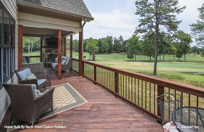 This is a photograph of the rear porch of craftsman house plan 1446 The Wallace as built by a customer