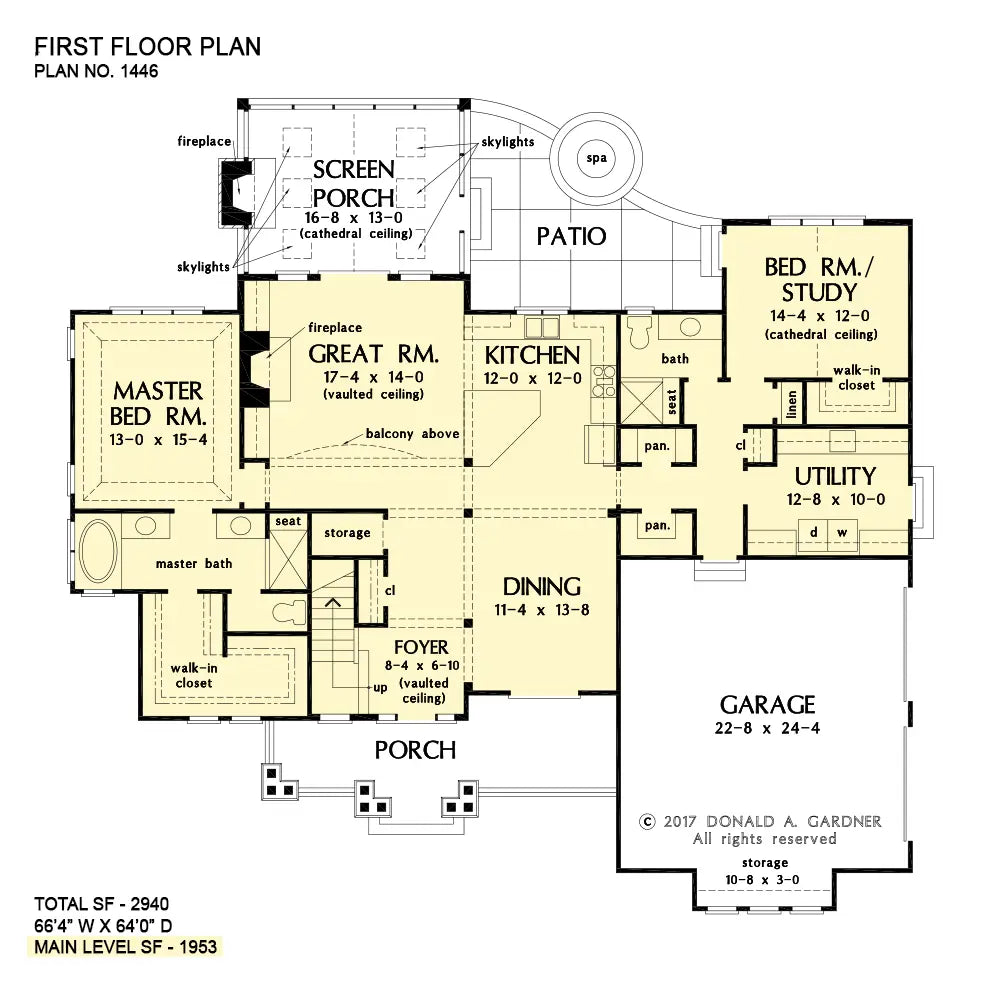 This is the first floor plan image for rustic house plan 1446 The Wallace