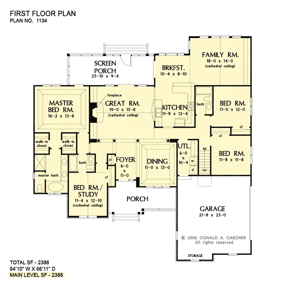 This is the first floor plan image for simple house plan 1134 The Walnut Creek