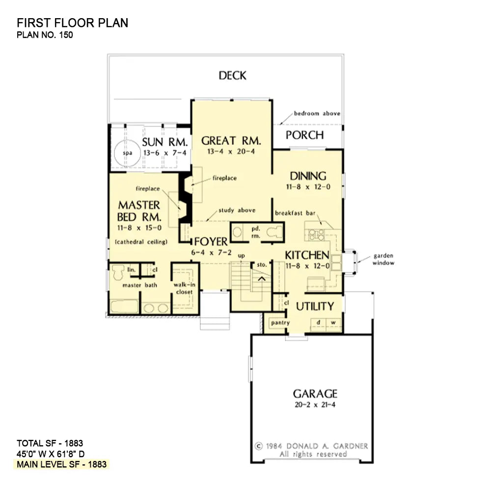 This is the first floor plan image for contemporary house plan 150 The Warren