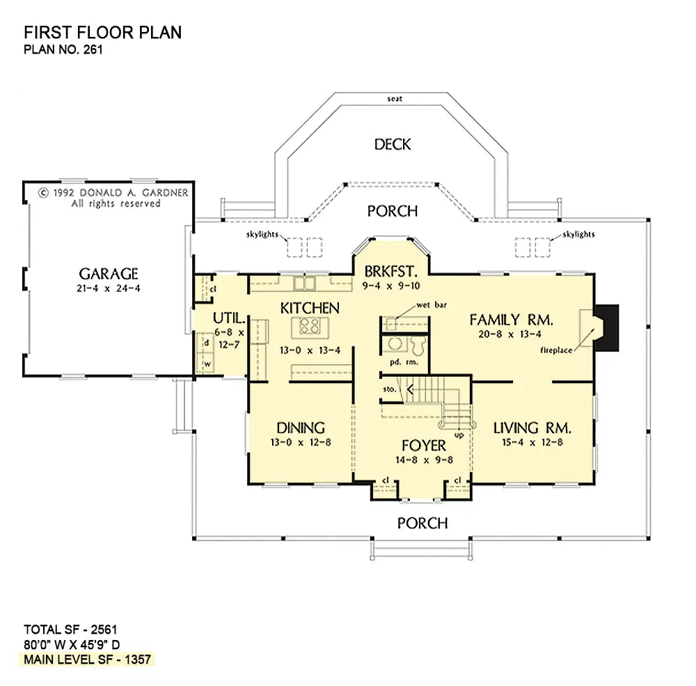 This is the first floor plan image for farmhouse house plan 261 The Warrenton