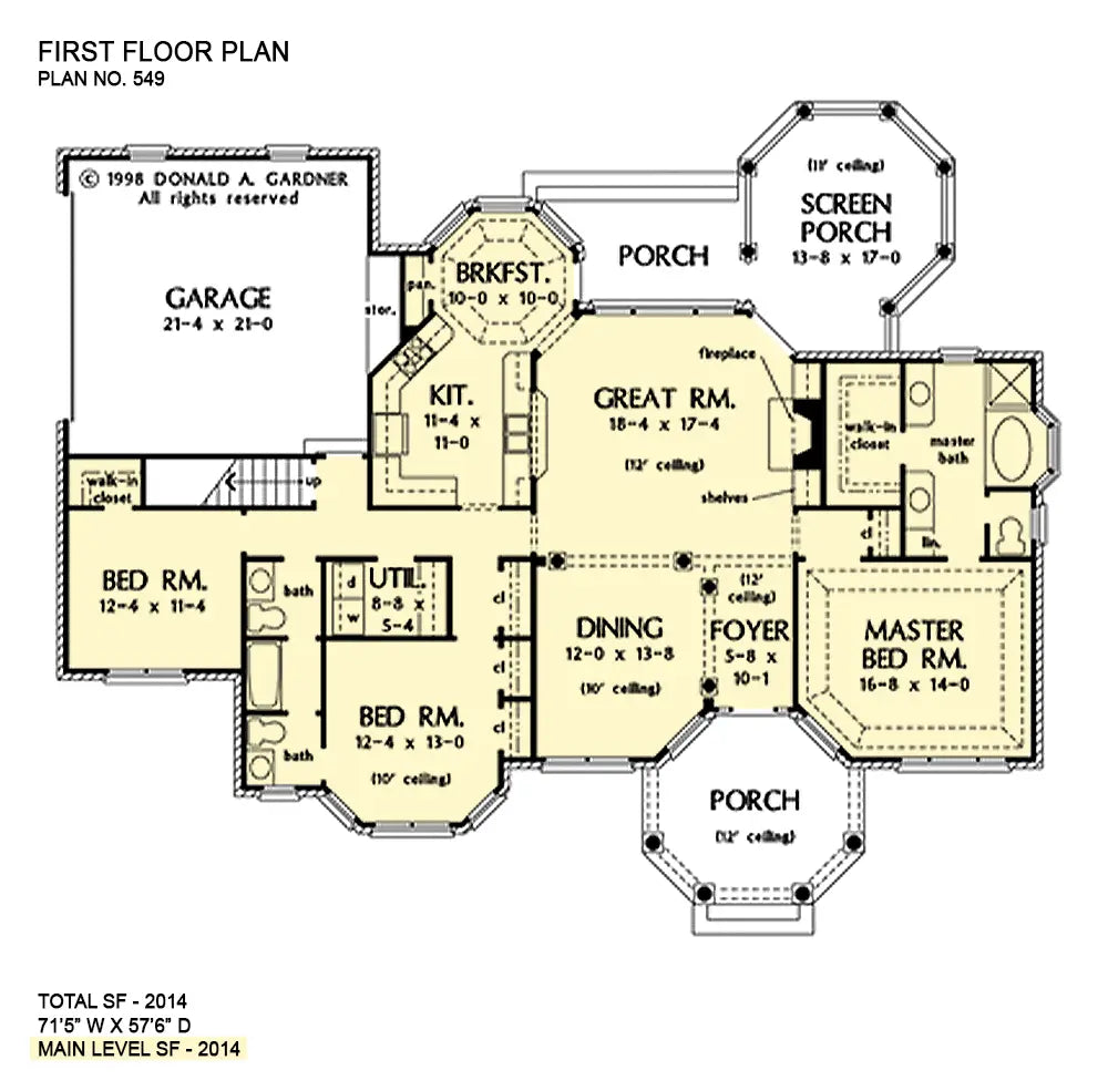 This is the first floor plan image for brick house plan 549 The Waterford