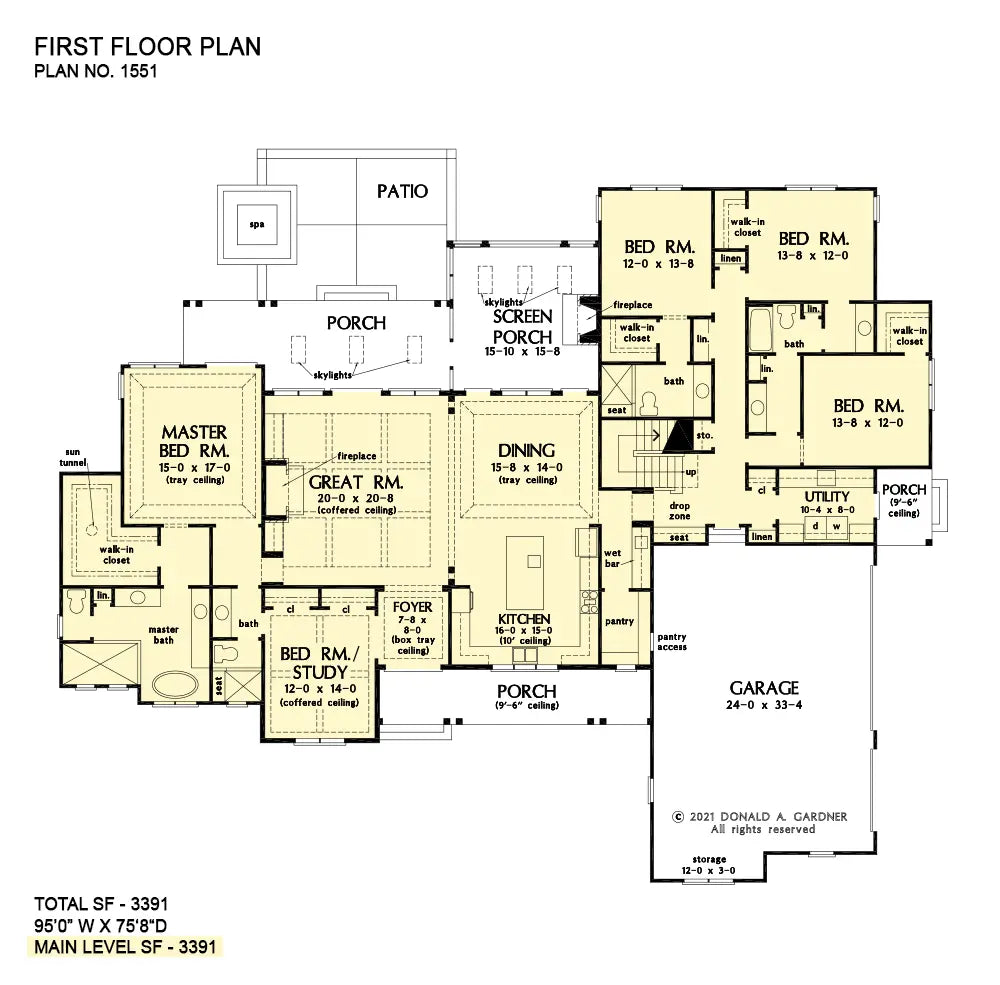 This is the first floor plan image for luxury house plan 1551 The Watson