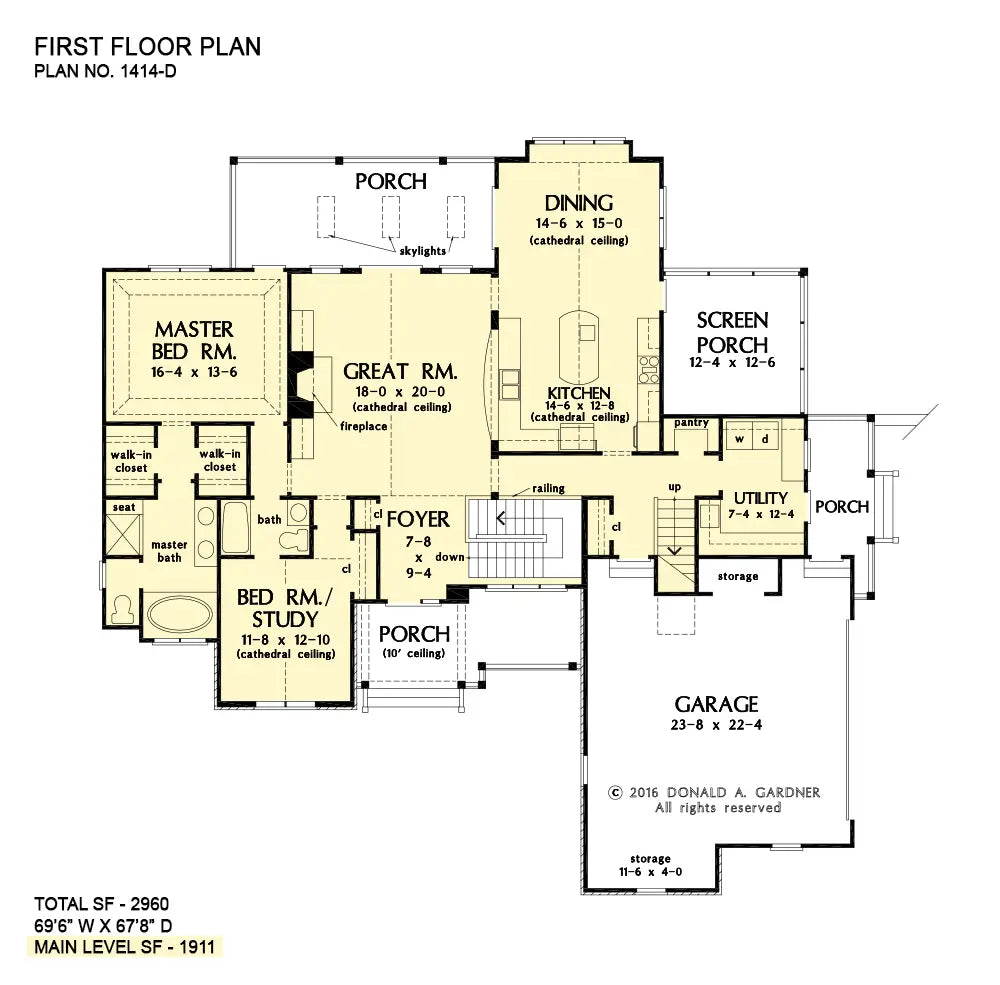 This is the first floor plan image for rustic house plan 1414 The Waylon