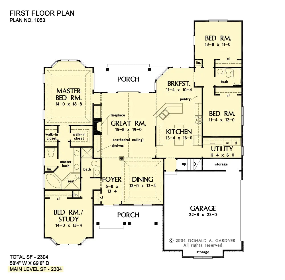 This is the first floor plan image for cottage house plan 1053 The Weatherford