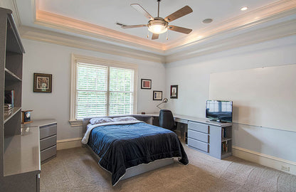 Tray ceiling and recessed lighting in the bedroom. The Wedgewood plan 806.