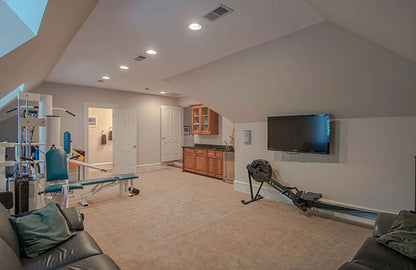 Recessed lighting in the bonus room. The Wedgewood plan 806.