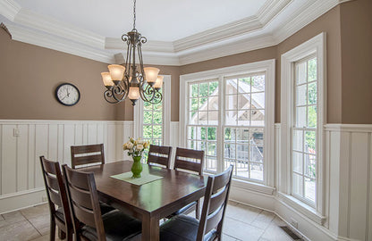 Tray ceiling and wainscotting in the breakfast nook. The Wedgewood plan 806.