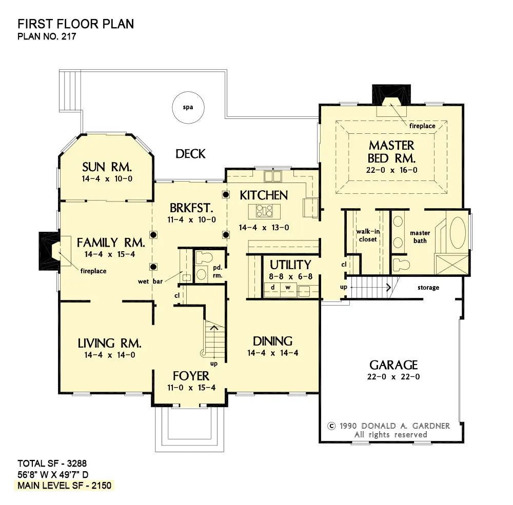 This is the first floor plan image for traditional house plan 217 The Wellford