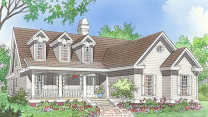 This is an illustration of the front of country house plan 380 The Wellington 