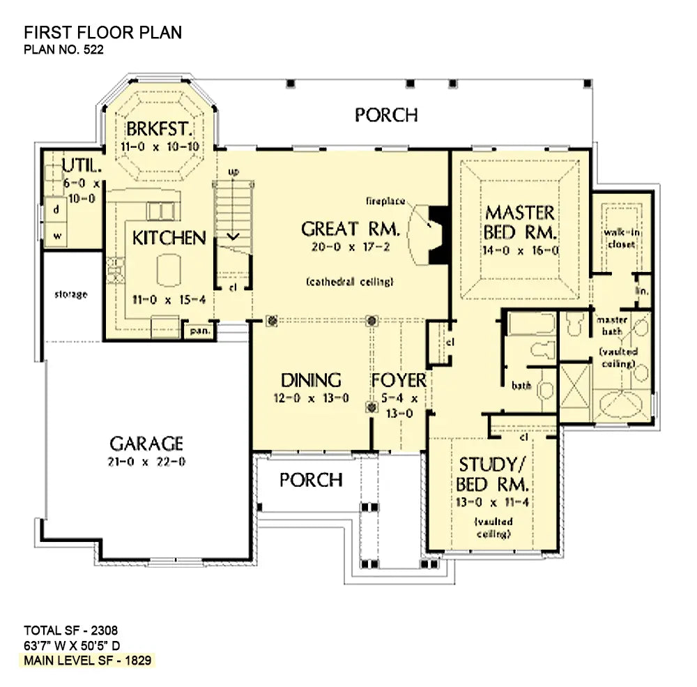 This is the first floor plan image for brick house plan 522 The Wentworth