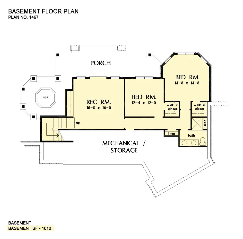 This is the basement floor plan image for walkout basement house plan 1467 The Wesley