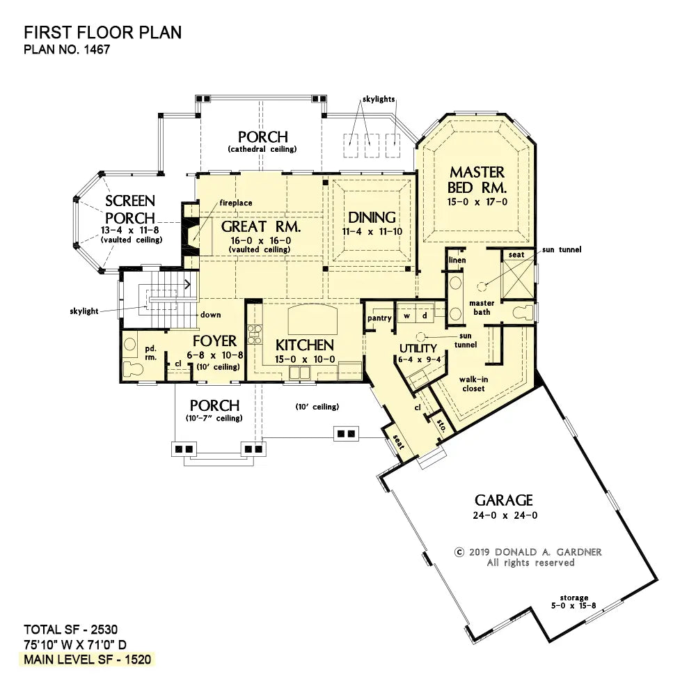 This is the first floor plan image for Craftsman house plan 1467 The Wesley