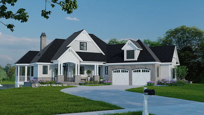 This is an illustration of the front of Craftsman house plan 1467 The Wesley