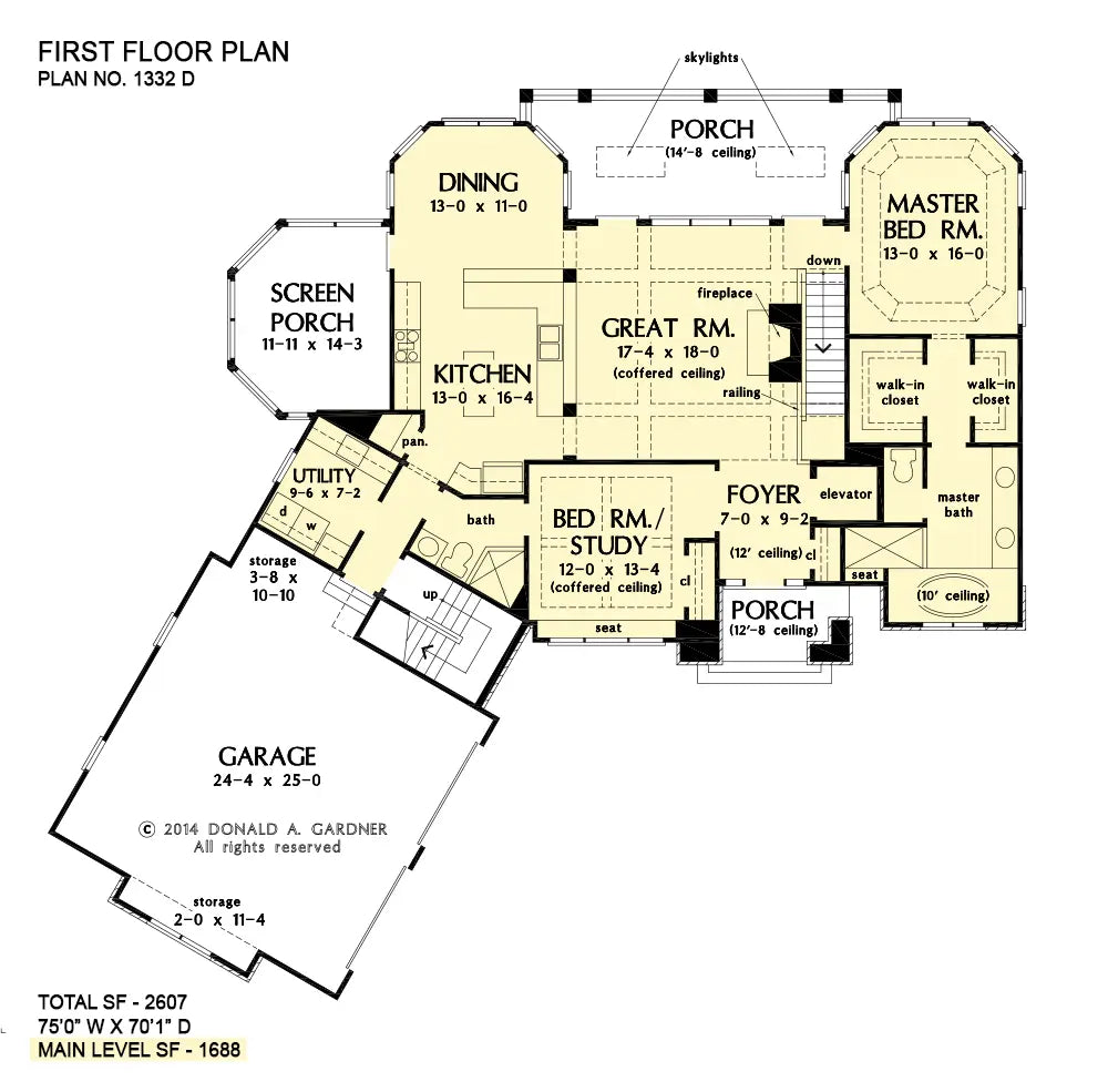 This is the first floor plan image for walkout basement house plan 1332 The Westlake