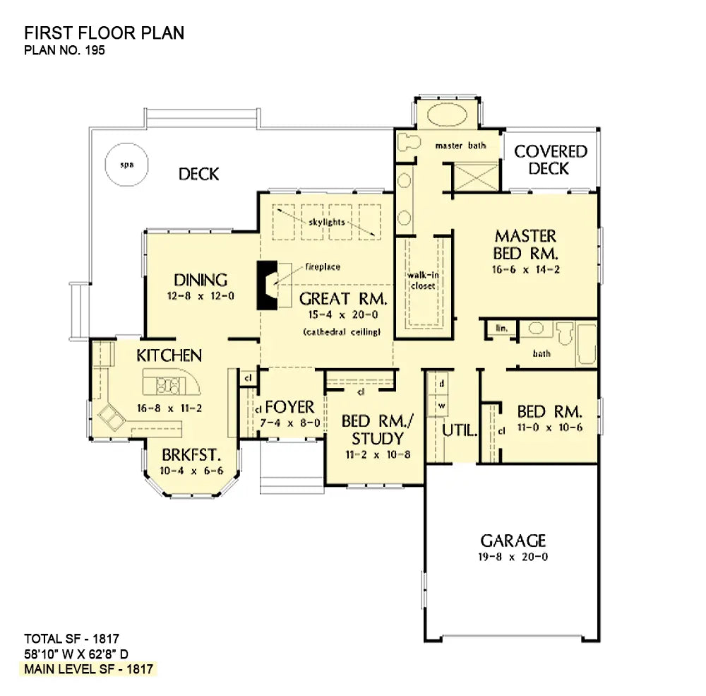 This is the first floor plan image for simple house plan 195 The Wexford