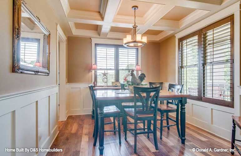 Coffered ceiling in the dining room. The Wexler plan 1248.