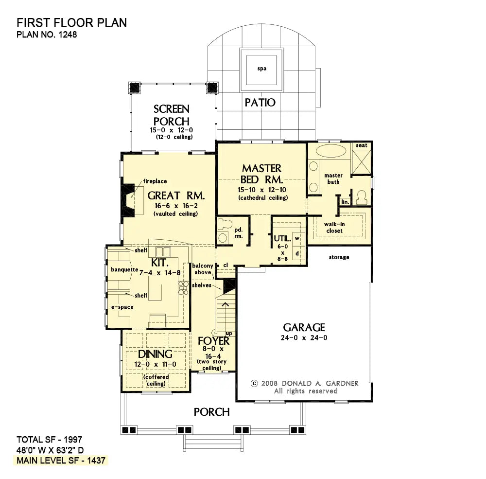 This is the first floor plan image for craftsman house plan 1248 The Wexler