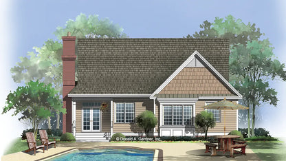 This is an illustration of the rear of craftsman house plan 1001 The Whistlebrook