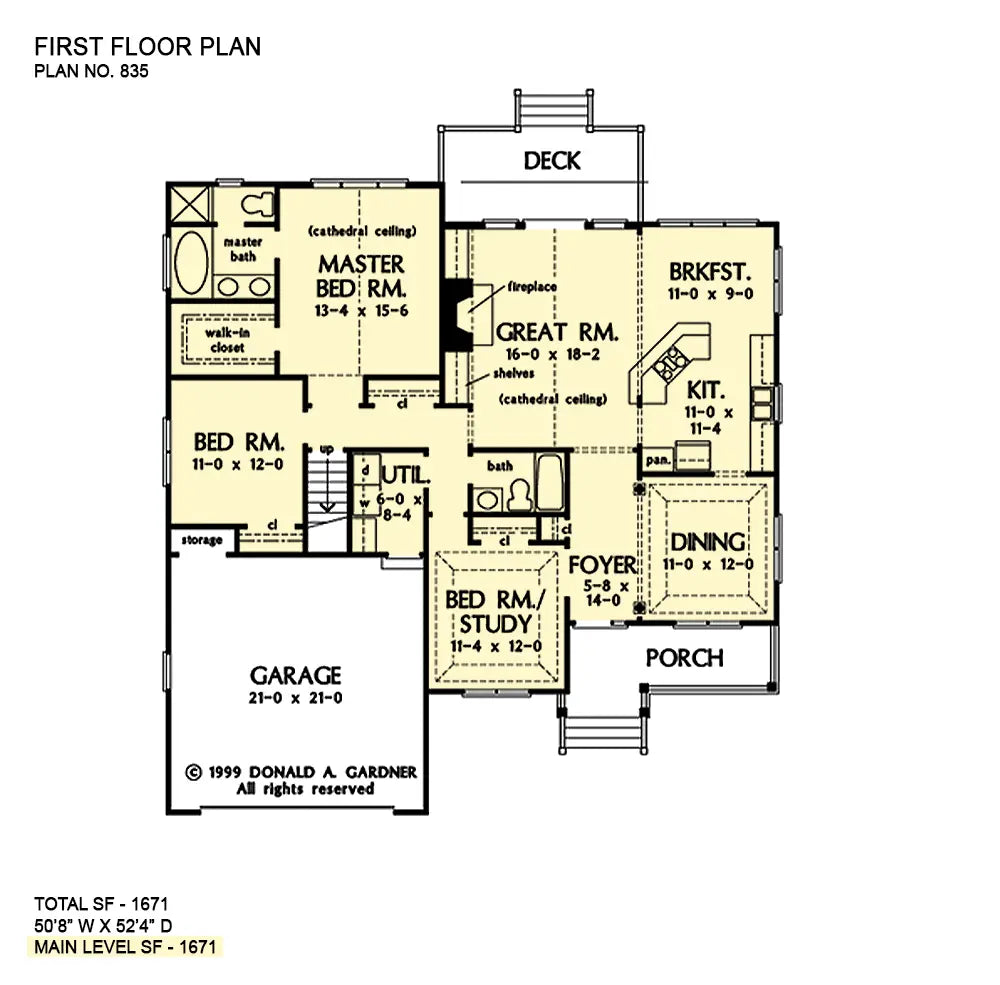 This is the first floor plan image for simple house plan 835 The Whitaker